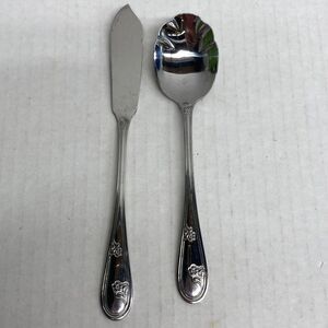 Northland Oneida Devon Shell Spoon & Butter Spreader Stainless Korea Flatware